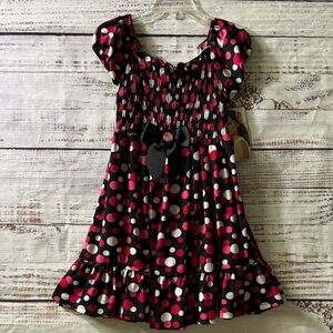 NWT Sweet Heart Rose Black and Pink Polka Dot Dress